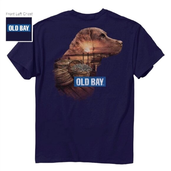 Old Bay Dog Sunset Silhouette Short Sleeve T-Shirt - NEW Fast Ship - Picture 1 of 6